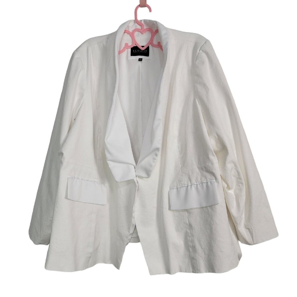 Eloquii White Tuxedo Bridal Suit Jacket Blazer Jacket Womens Plus Size 28 - Picture 1 of 6